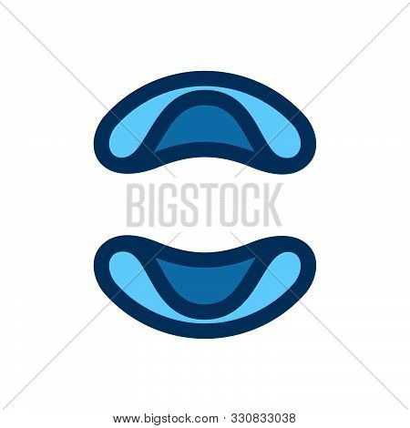 Eco Flat Circle Logo Formed By Twisted Blue Drops.