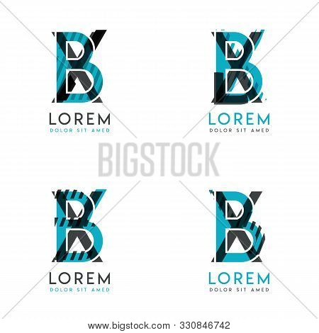 The Bx Logo Set Of Abstract Modern Graphic Design.blue And Gray With Slashes And Dots.this Logo Is P