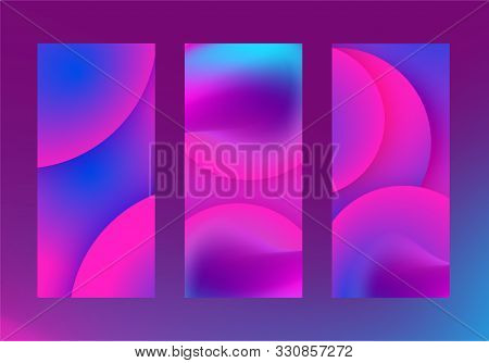 Fluid Abstract Shapes In Blurred Liquid Smoky Background. Vector Smartphone,  Leaflet, Flyer Vertica