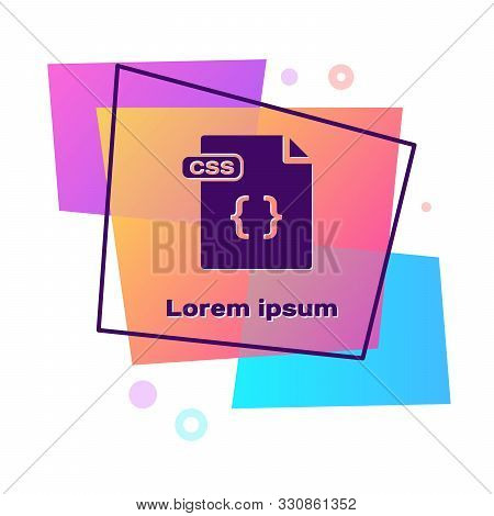 Purple Css File Document. Download Css Button Icon Isolated On White Background. Css File Symbol. Co