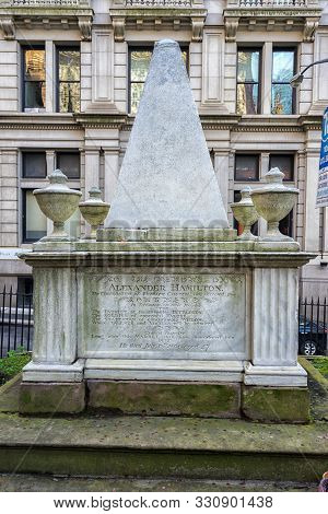 New York City, United States - September 4, 2017: Alexander Hamilton Grave In Trinity Church In Lowe