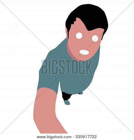 Creepy Character Makes Selfie. Helloween Isolated Stock Flat Vector Illustration