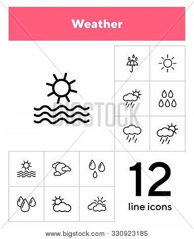 Weather Line Icon Set. Season, Nature, Water. Climate Concept. Can Be Used For Topics Like Meteorolo