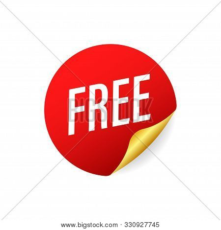 Red Free Sticker On White Background. Vector Stock Illustration.