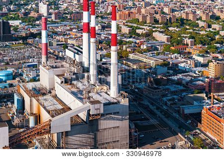 Aerial View Of A Power Plant Station In New York City