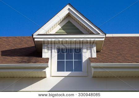 House Brown Roof Skylight Window Residential Home Facade