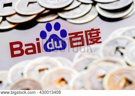 Kazan, Russia - August 16, 2021:  Baidu Is A Chinese Multinational Technology Company. Baidu Logo Su