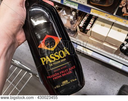Belgrade, Serbia - August 6, 2021: Passoa Logo On A Bottle For Sale In Belgrade. Passoa Is A French 