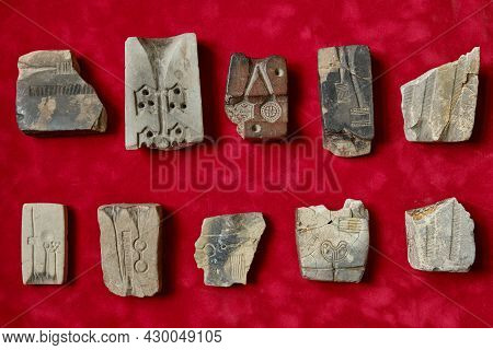 Stone Mold For Casting Metal. Set Of Jewelry Forms.