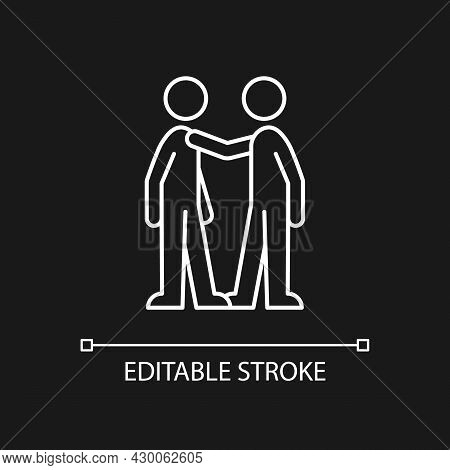 Haptic Communication White Linear Icon For Dark Theme. Personal Touch. Convey Intimate Emotions. Thi