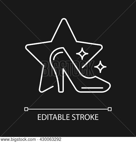 Fashion Show White Linear Icon For Dark Theme. Runway Model Program Broadcasting. Television Genre. 