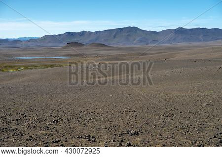Dark Lava Desert - Great Vastness In Iceland Highlands
