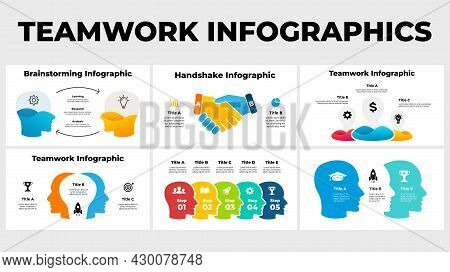 Teamwork Business Infographics. Presentation Slide Template. Creative Thinking. Group Of People Coll