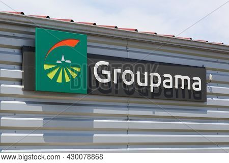 Fumel, France - June 25, 2021: Groupama Logo On A Wall. Groupama Is A French Insurance Group Headqua