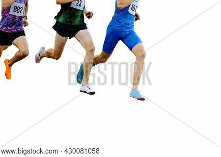 Isolated Group Male Runners Run Middle Distance