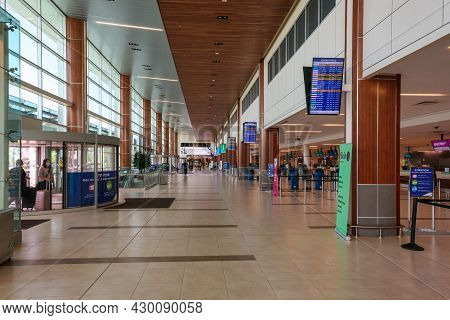 Goffs, Nova Scotia, Canada - 13 August 2021:halifax Stanfield International Airport Main Hall