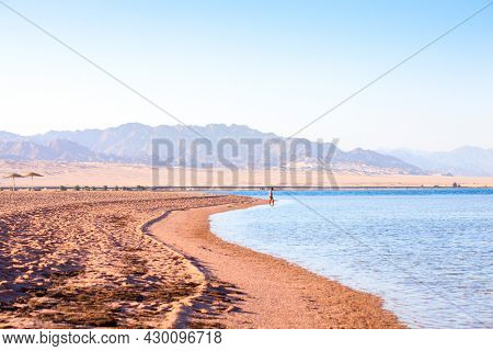 Nabq coast in the north of Sharm El Sheikh, with views across the Aqaba Gulf, South Sinai, Egypt.