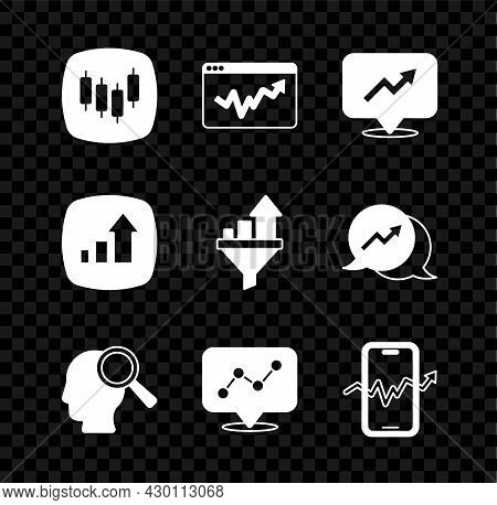Set Browser With Stocks Market, Graph Chart Infographic, Financial Growth, Search People, Mobile Tra