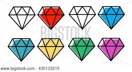 Diamond Line Icon. Diamond Outline Vector Sign. Brilliant Vector Icon