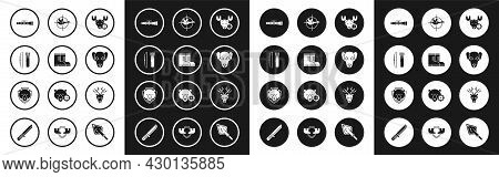 Set Hunt On Moose With Crosshairs, Hunter Boots, Bow And Arrow In Quiver, Sniper Optical Sight, Hunt