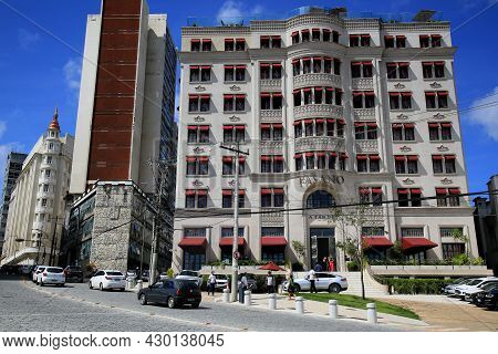Salvador, Bahia, Brazil - August 17, 2021: View Of The Fasano Hotal In The Castro Alves Square, The 