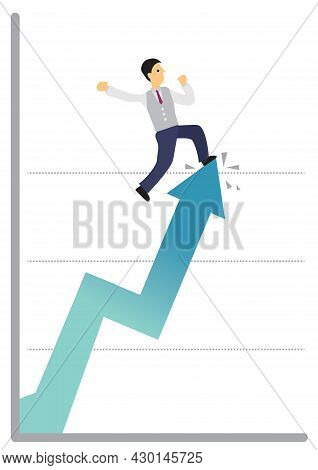 Success Businessman Stepping On The Business Growing Graph Into The Sky. Concept Of Stock Winning. F