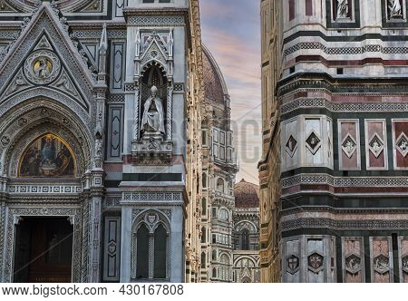 Partial View Of One Of The Facades Of The Gothic Renaissance Cathedral Basilica Of Santa Maria Del F