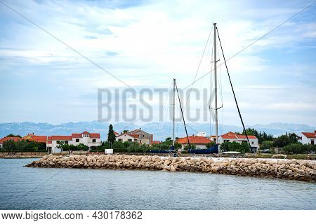 Zadar, Croatia - July 27, 2021: View Of Zaton Beach, Croatia