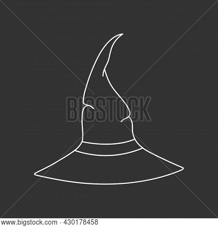 Witch Hat Vector Illustration In Doodle Style. Hand Drawn Wizard Cap For Holiday Halloween. White Ic