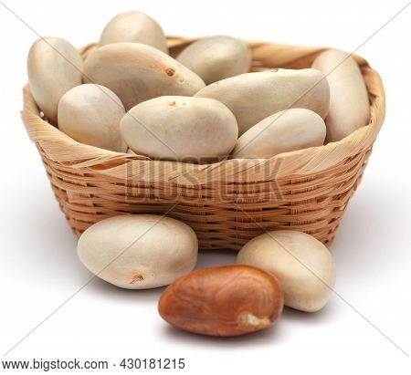 Edible Seeds Of Jackfruit In A Basket Over White
