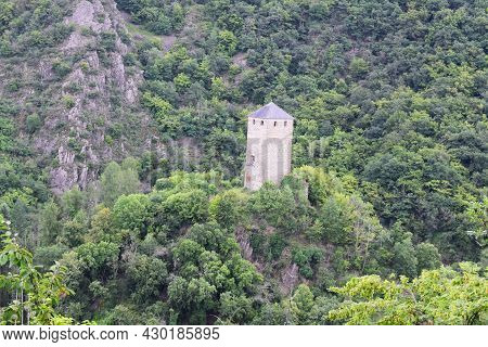 Ruin Tower Of Castle Treis, The Rest Of The Castle From 11th Century Is Gone Already