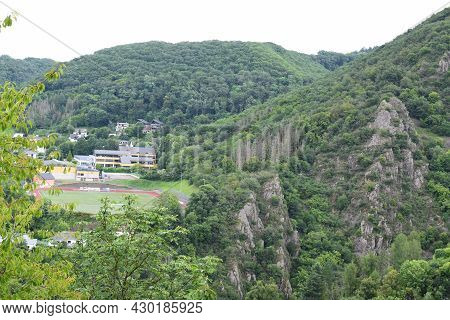 Treis-karden, Germany - August 6th 2021: Soccer Field In A Side Valley At Treis