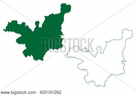 Tehri Garhwal District (uttarakhand Or Uttaranchal State, Republic Of India) Map Vector Illustration