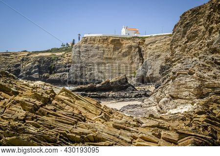 Cliffy Beach In Zambujeira Do Mar, Vincentina Coast Natural Park, Alentejo, Portugal