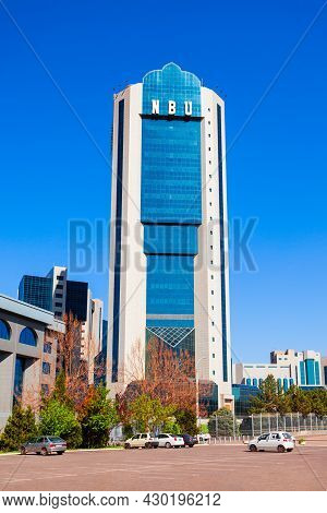 Tashkent, Uzbekistan - April 11, 2021: National Bank Of The Republic Of Uzbekistan For Foreign Econo