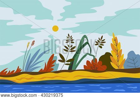 Autumn Or Spring Landscape With Foliage Bloom