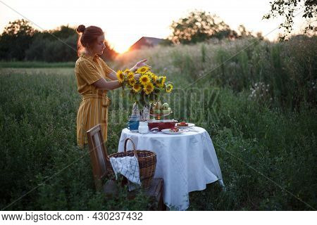 Girl  And Sunflowers
