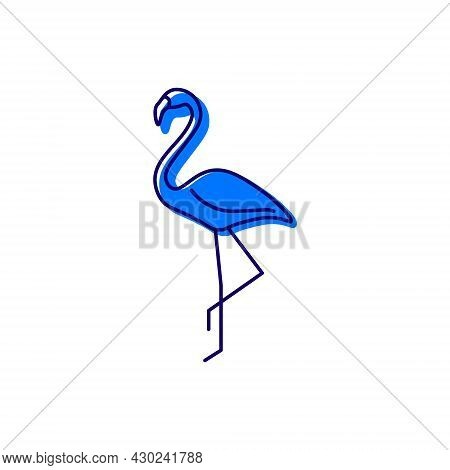Flamingo Outline Icon. Maldives, Africa Animal. Exotic Vacation. Color Filled Symbol. Isolated Vecto