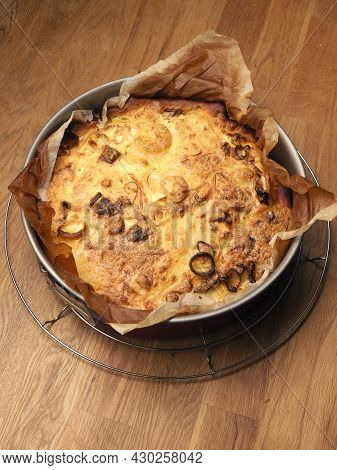 Quiche With Potatoes And Leeks In A Springform Pan, Vegetarian Food, Healthy Eating