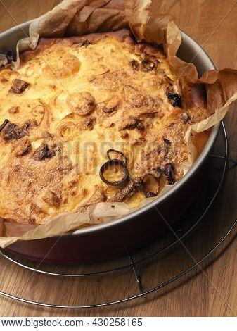 Quiche With Potatoes And Leeks In A Springform Pan, Vegetarian Food, Healthy Eating