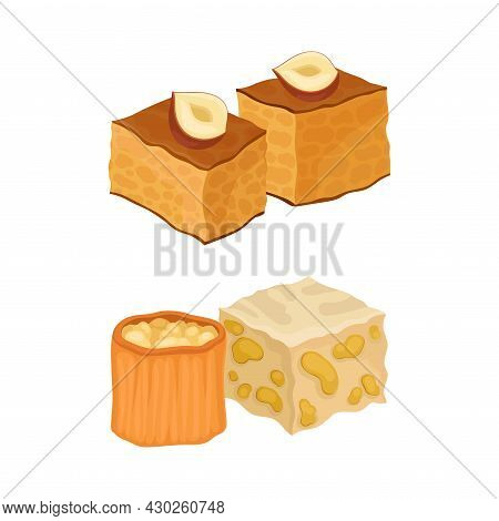 Oriental Sweets Set. East Cuisine Desserts Cartoon Vector Illustration