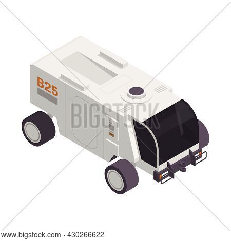 Space Colonization Terraforming Isometric Composition With Isolated Image Of Wheeled Rover Vector Il