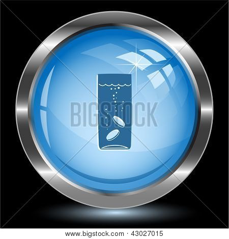 Sklo s tablety. Tlačítko Internet. Vektorové ilustrace.