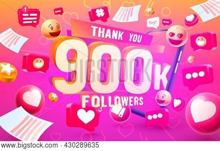 Thank You Followers Peoples, 900k Online Social Group, Happy Banner Celebrate, Vector