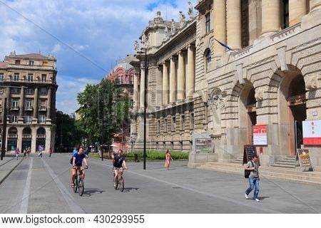 Budapest, Hungary - June 19, 2014: People Visit Kossuth Lajos Square In Budapest. It Is The Largest 