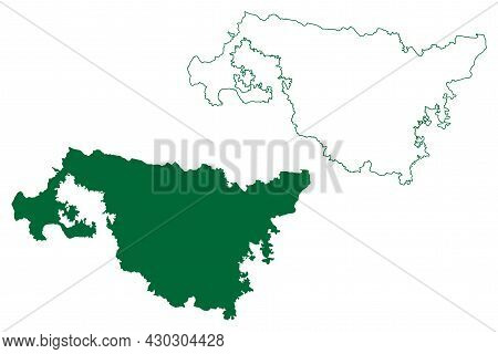 Cooch Behar District (west Bengal State, Republic Of India) Map Vector Illustration, Scribble Sketch