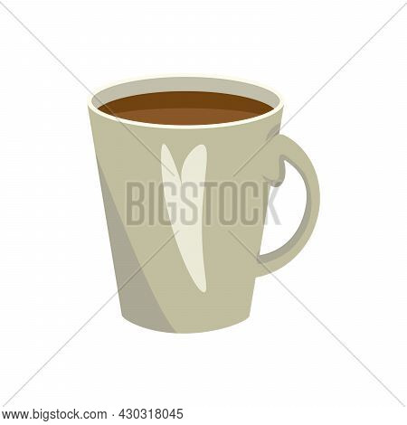 Cup Of Coffee Flat Style. Hot Drink.