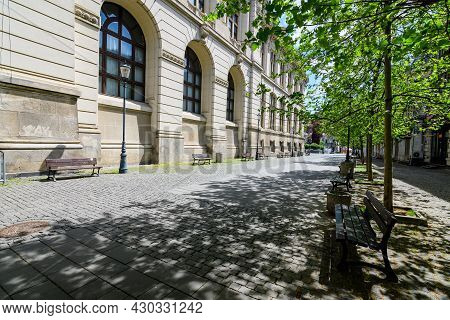 Bucharest, Romania - 6 May 2021: Old Buildings With Bars And Restaurants On French Street  (strada F