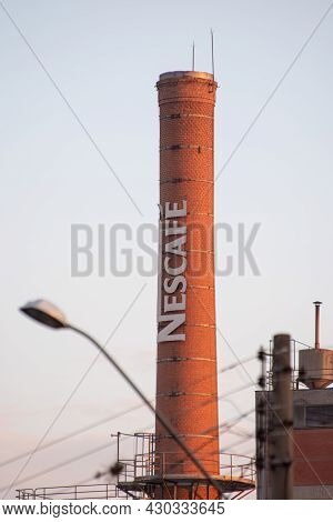 Araras, São Paulo, Brazil. August 18, 2021. Partial View Of The Nestlé Nescafé Factory In Araras. Se
