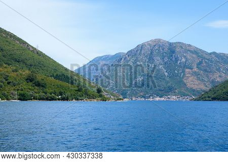 View Of The Igaloboko-kotor Bay, Mountains And The Village Of Herceg Novi. Igalo Resort. Travel By M